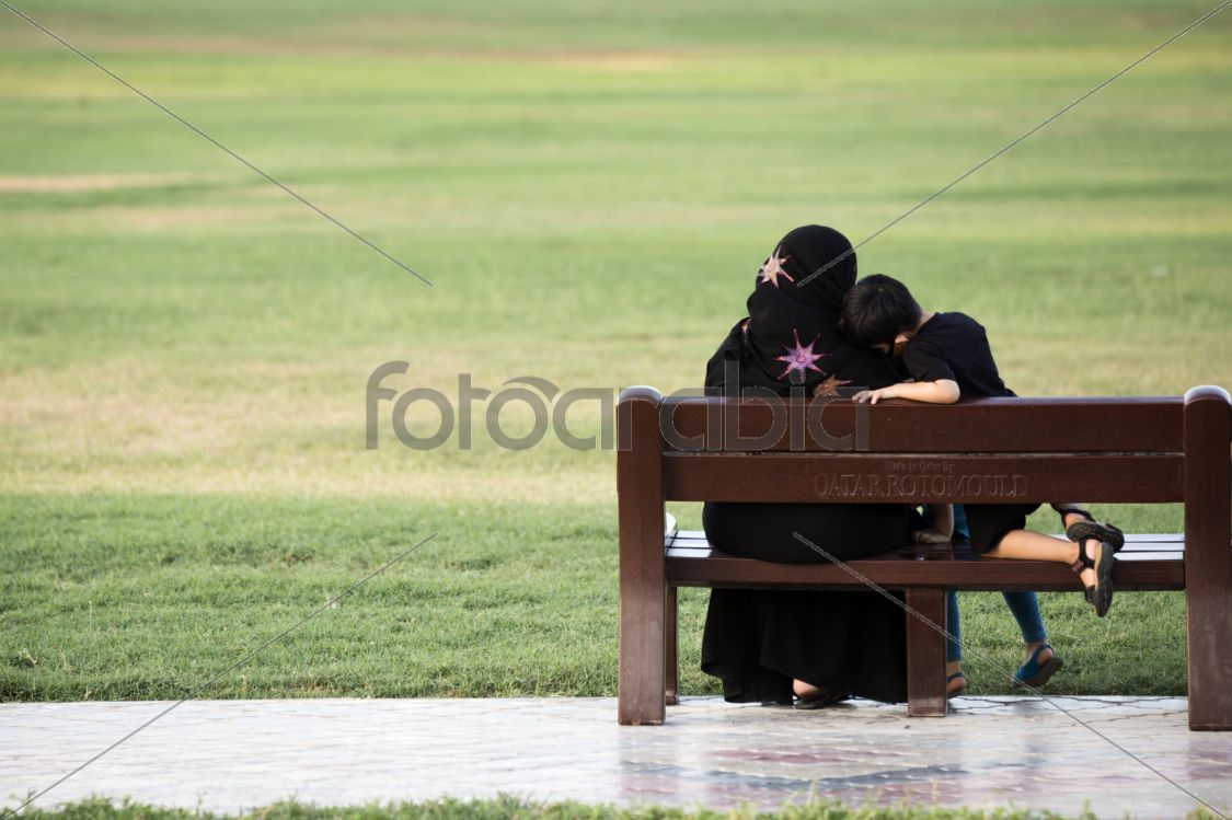 Mother and Kids in Doha Airport Park