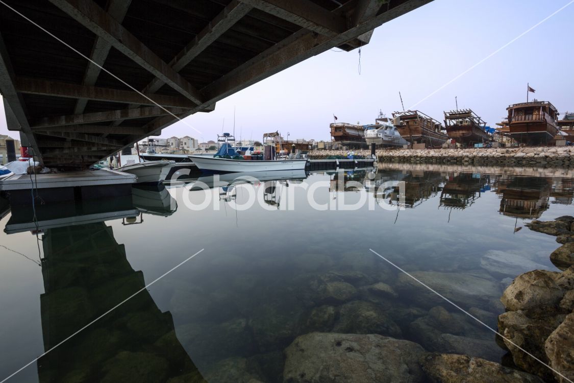 Resting boats in Al Khor fishing harbour