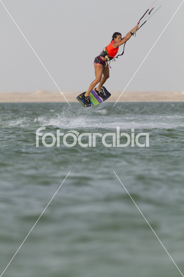 Qatar Zekreet expatriate woman kiteboarder launch sequence 6
