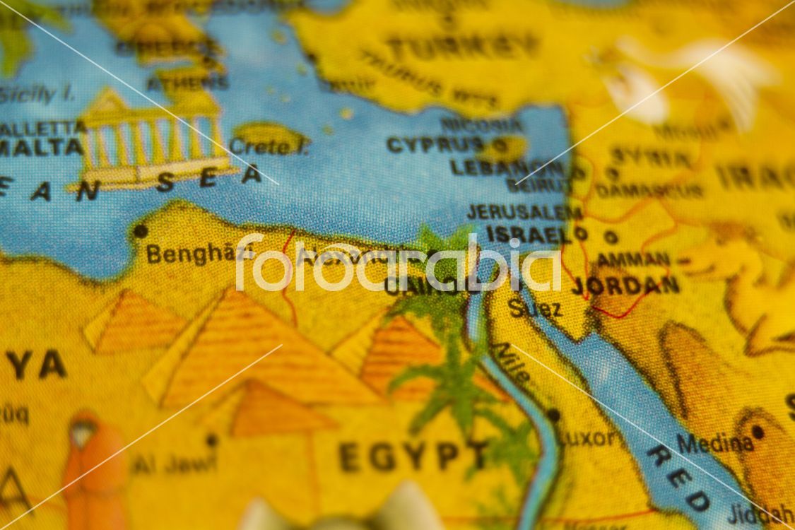 Middle East map focus on Egypt Cairo