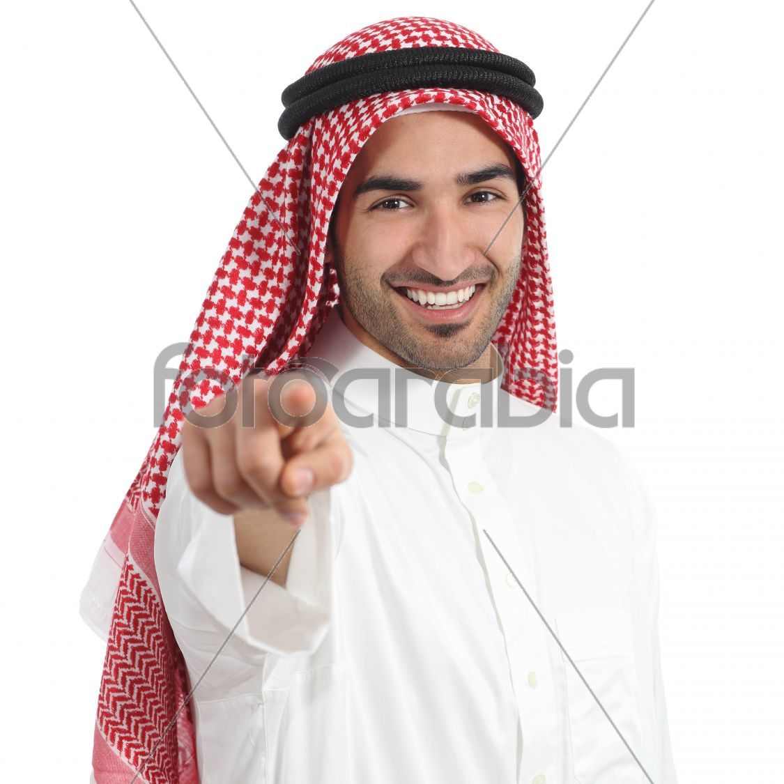 Arab saudi emirates man pointing you at camera
