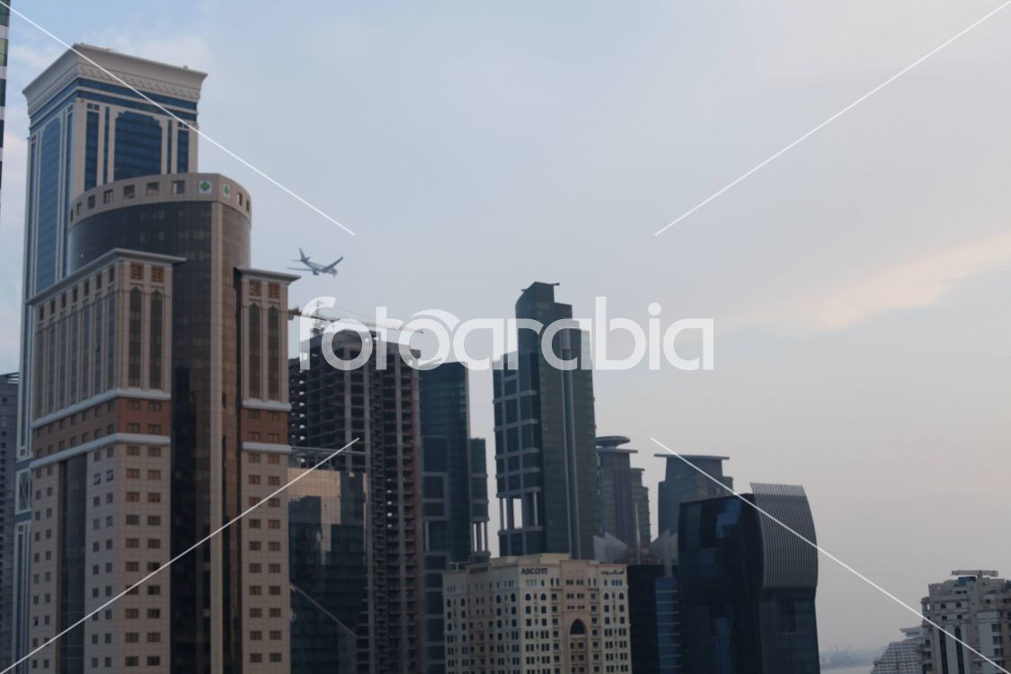 Airplane near a Building