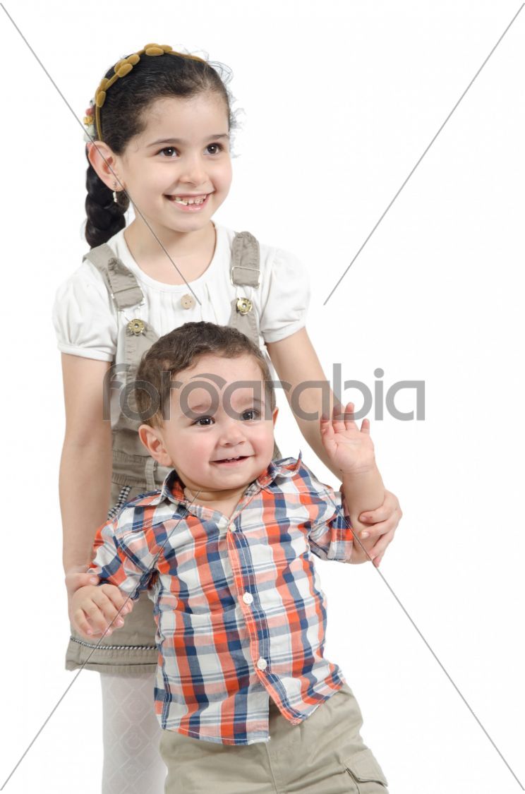 Arab Children play on white background
