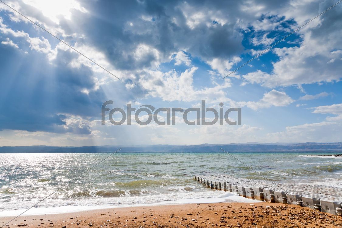 sunbeams above Dead Sea