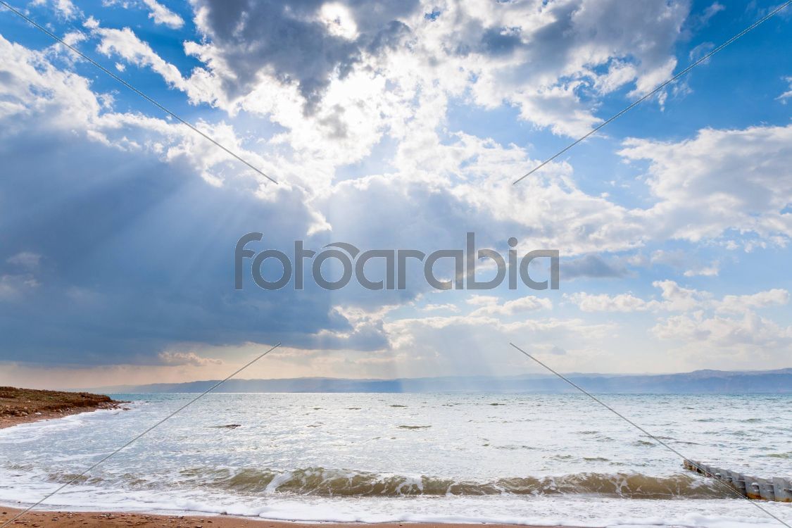 sunbeams above Dead Sea