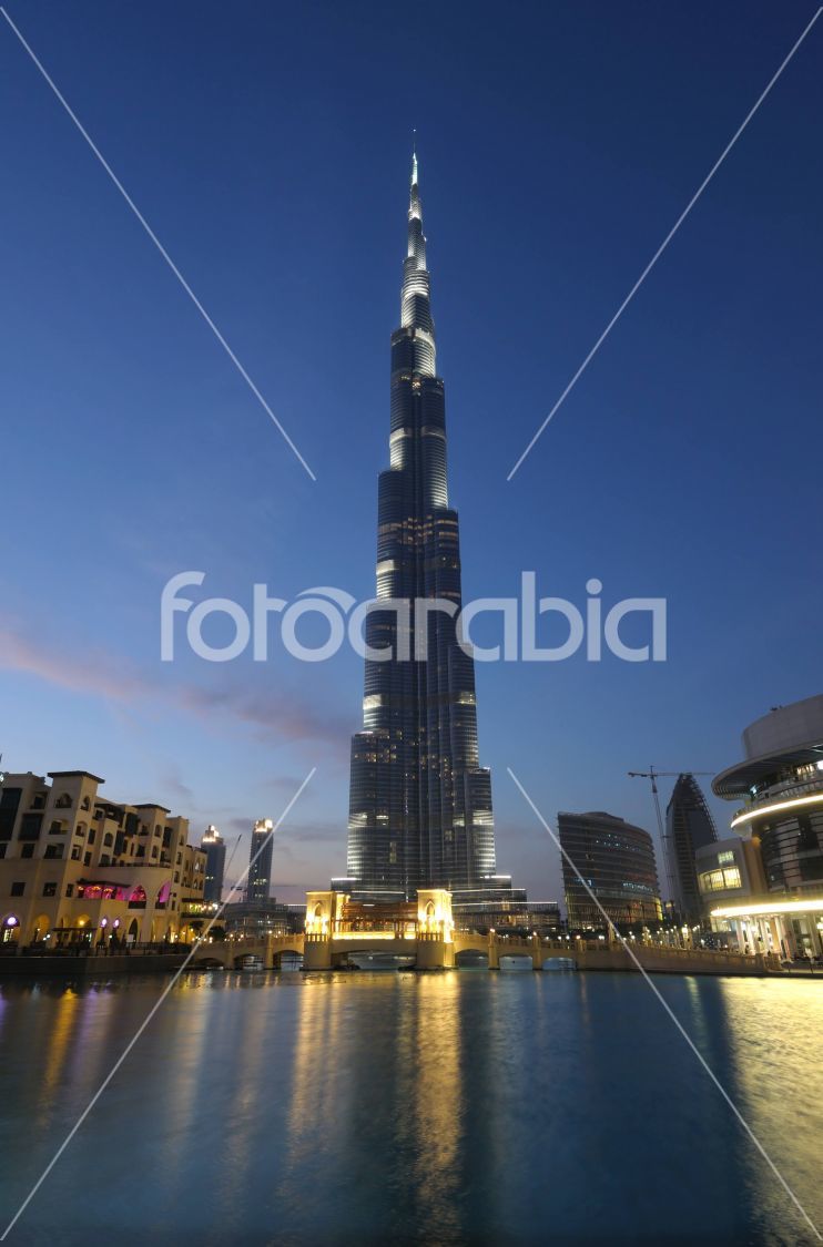 Burj Khalifa at dusk. Dubai United Arab Emirates