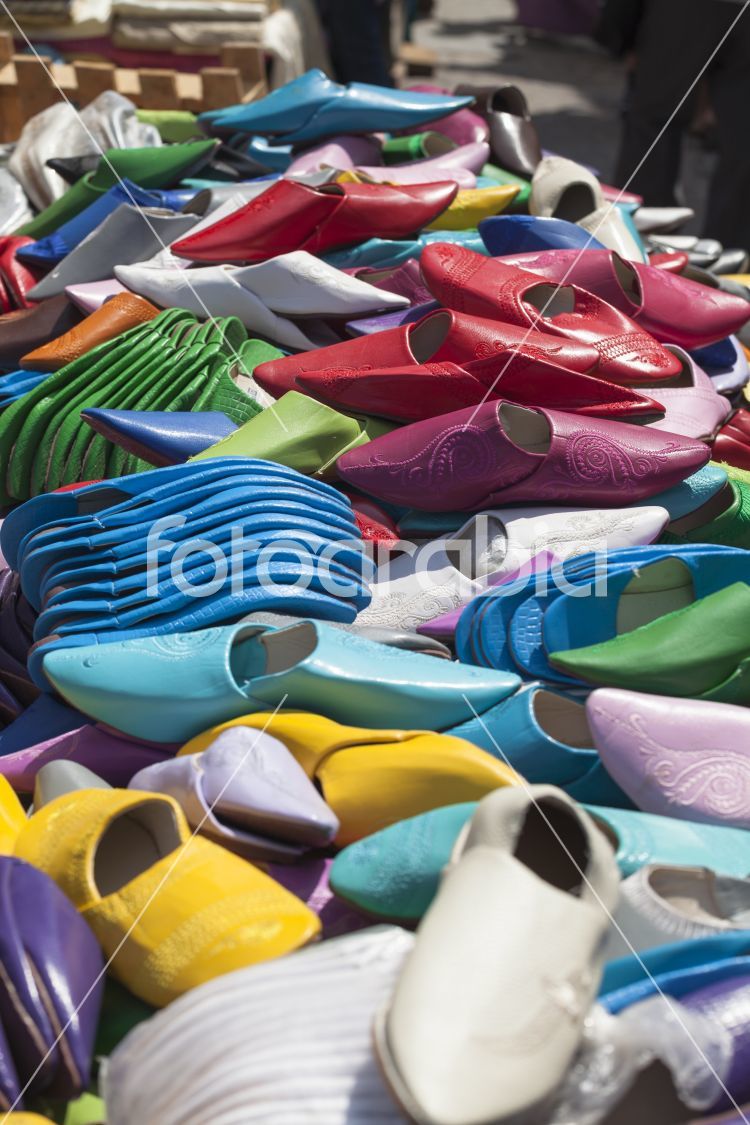 Colorful shoes in Tetouan, Morocco