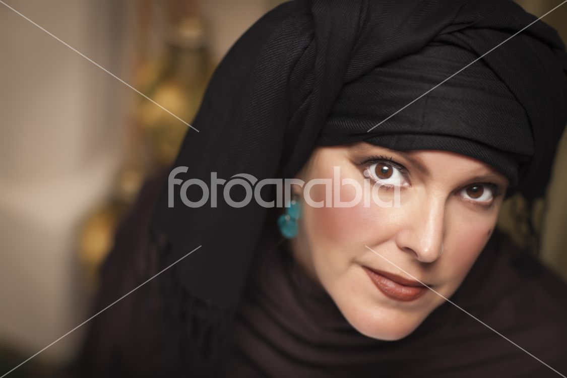 Beautiful Islamic Woman Wearing Traditional Burqa or Niqab