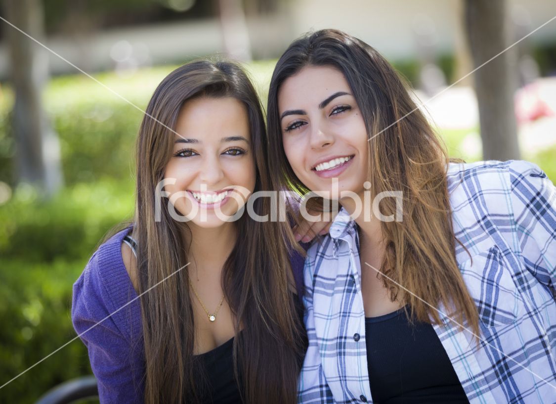 Two Mixed Race Female Friends Portrait