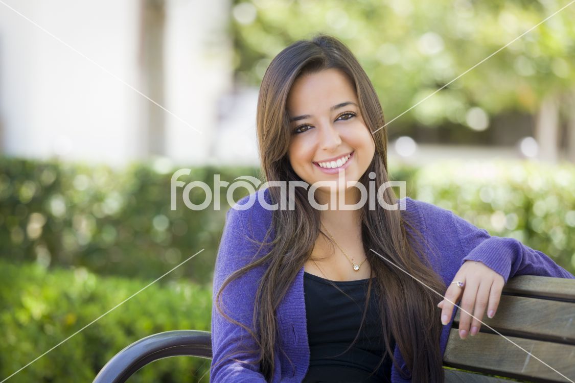Mixed Race Female Student Portrait on School Campus