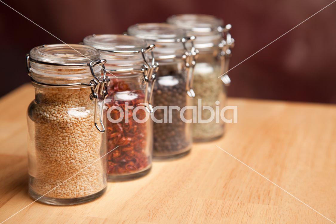 Bottles of Various Spices