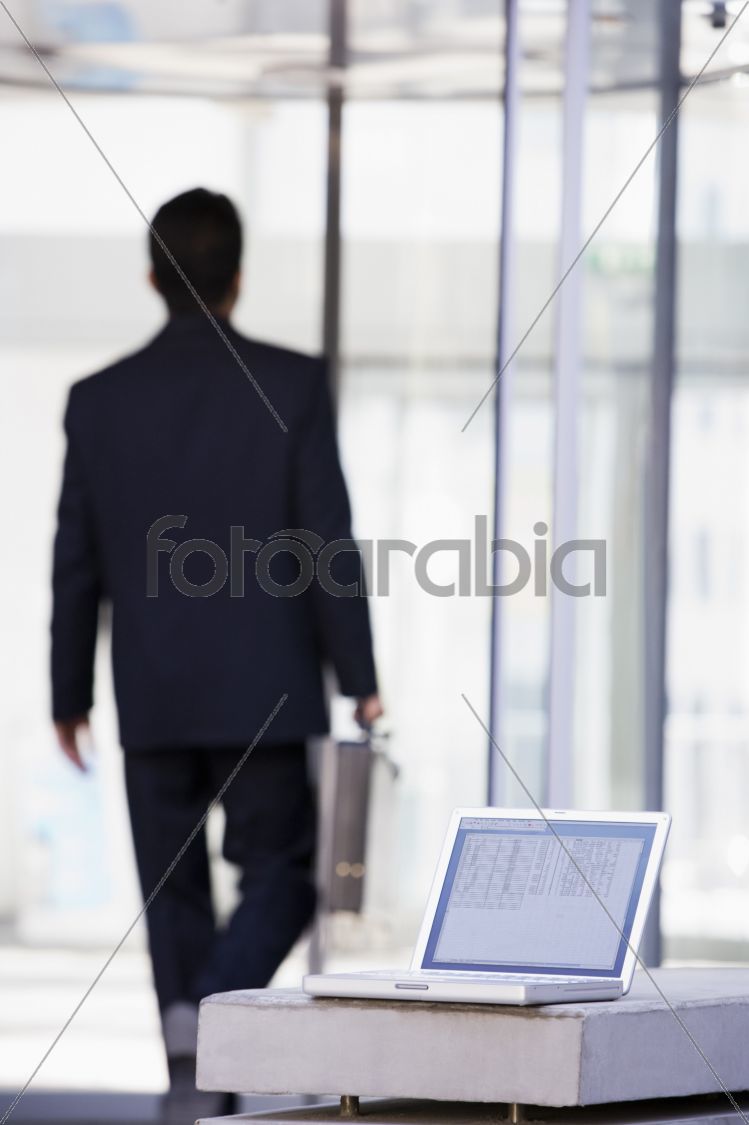 Laptop computer outside office