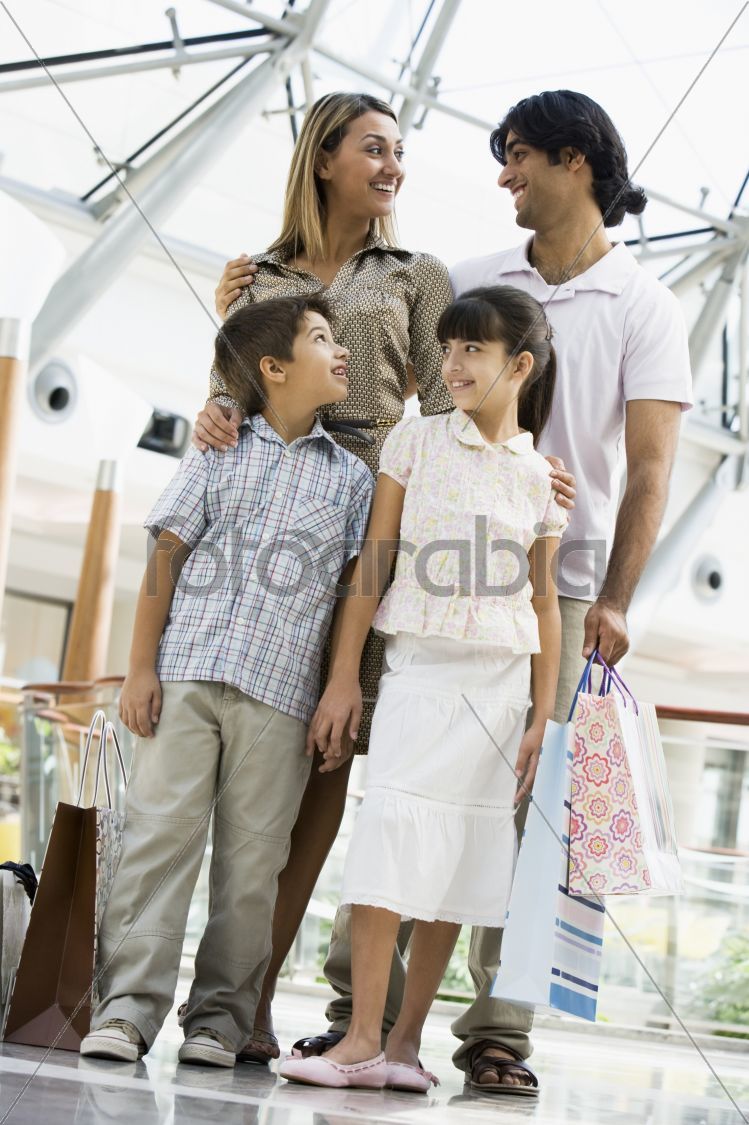 Family shopping in mall
