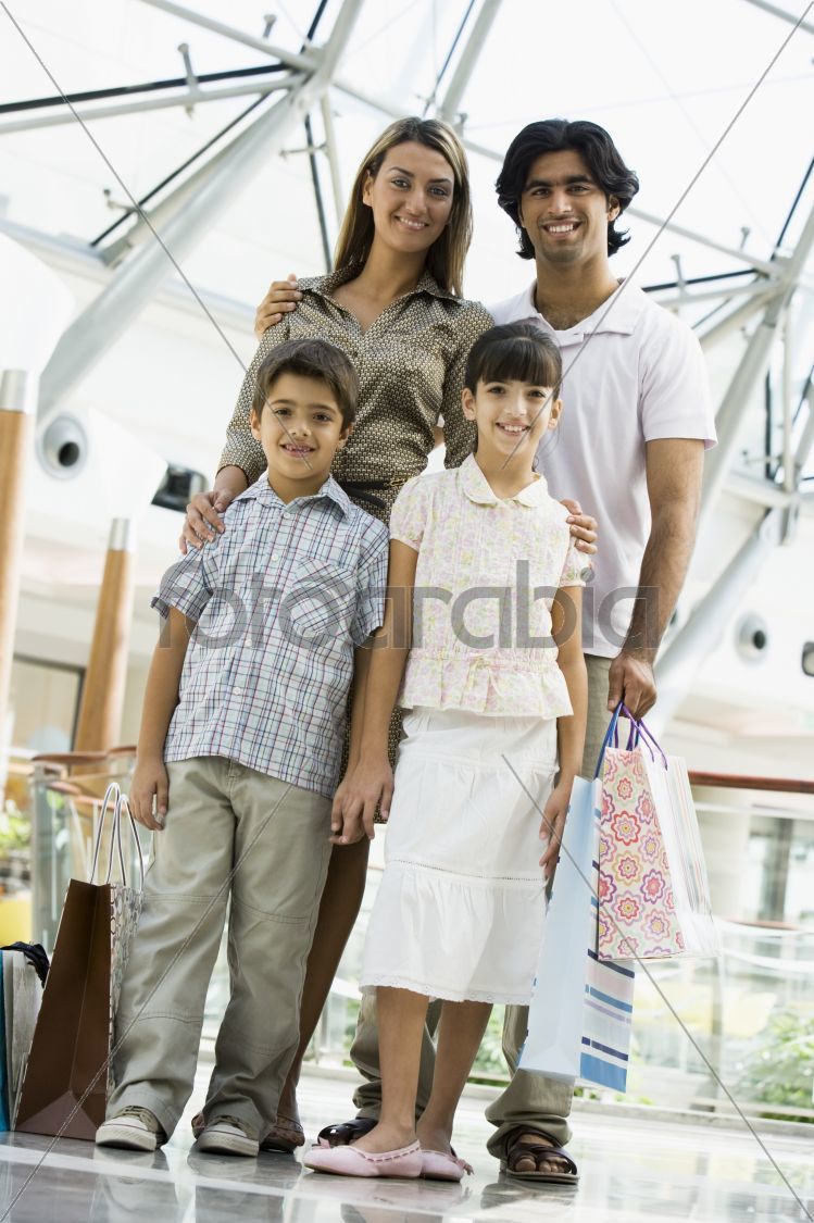 Family shopping in mall