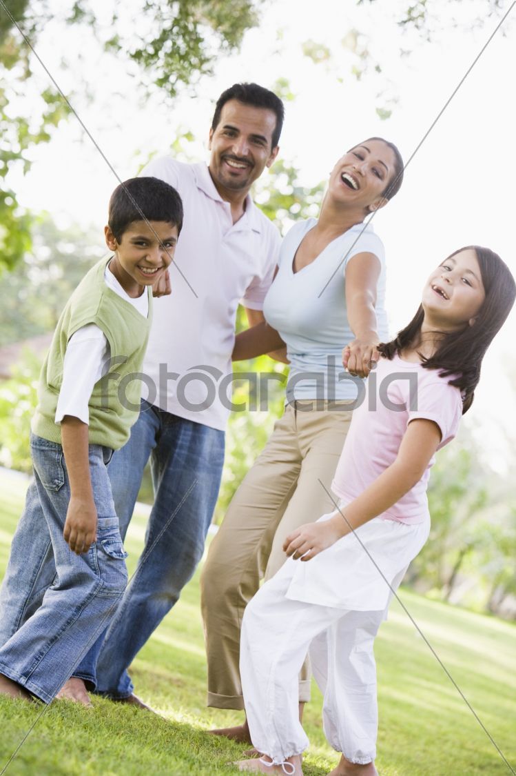 Family having fun in park