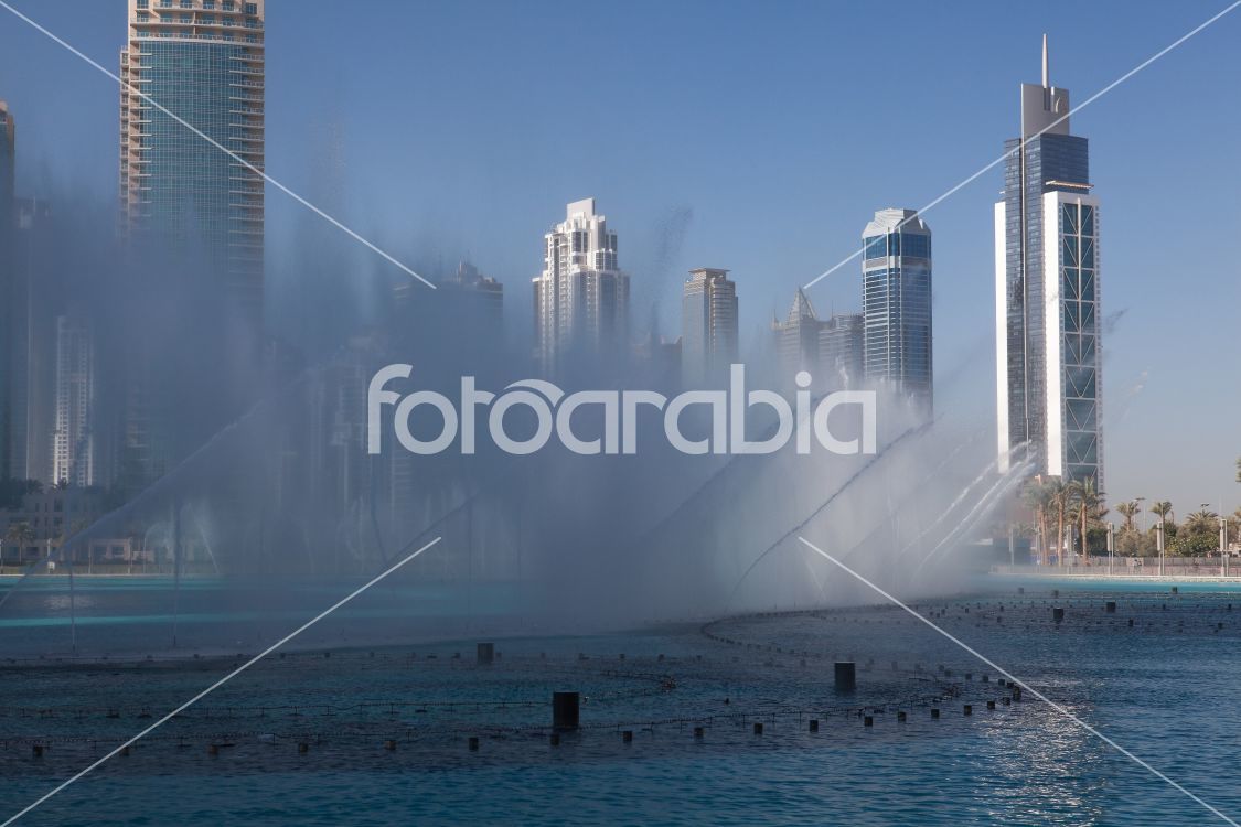 Famous gigantic fountain before Burj Khalifa, Dubai United Arab Emirates