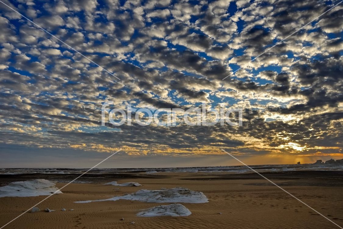 The sunset in a desert
